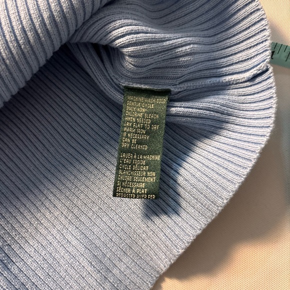 Lauren Ralph Lauren Ribbed Turtleneck Sweater Blue Size L Made in Japan - Picture 7 of 9